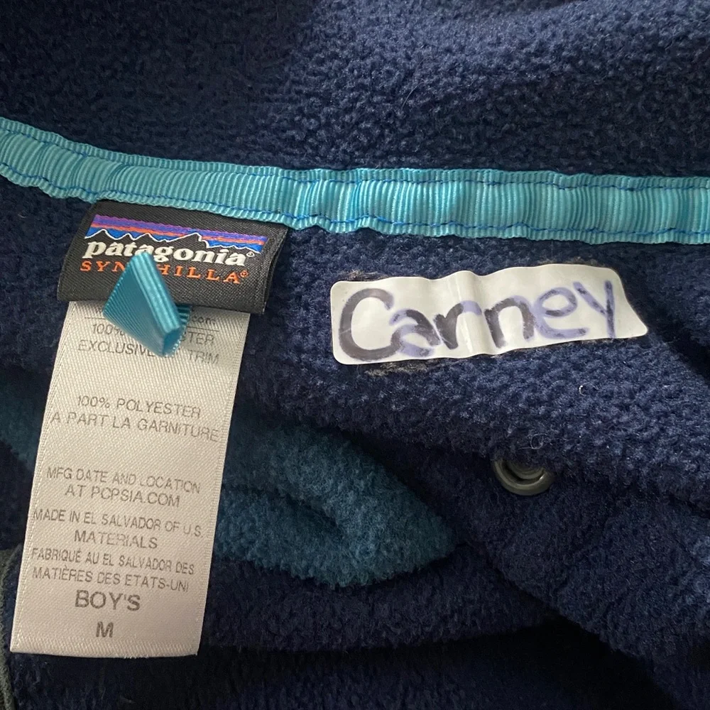 Patagonia Synchilla Snap T Pullover Fleece Sweater Youth Boys Medium Blue - Picture 7 of 7